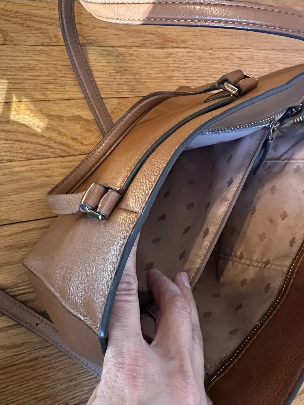 kate spade Brown Pebbled Leather Crossbody Satchel